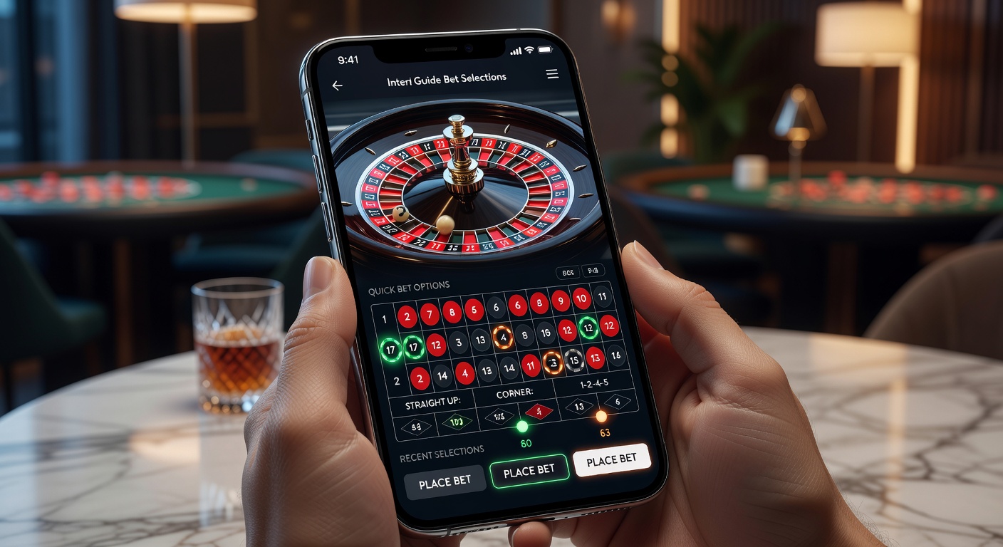 Detailansicht einer Roulette-App-Oberfläche mit Chip-Auswahl und Wettbestätigung auf einem Tablet