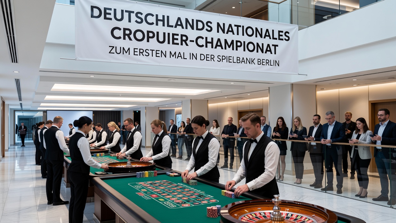 Teilnehmende Croupiers bei Chip-Handling- und Karten-Austeil-Übungen während der Meisterschaft