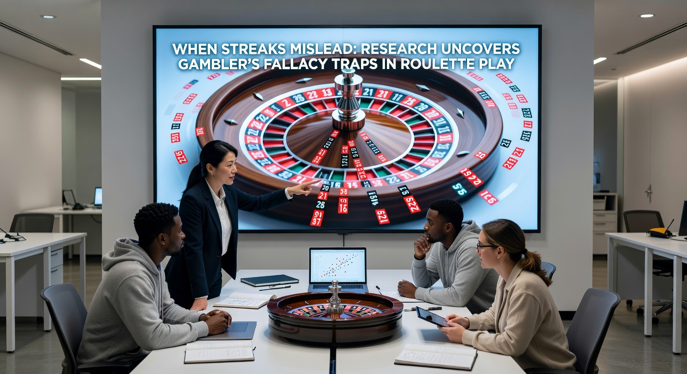 Roulette-Rad mit einer Serie roter Zahlen, das die Illusion von Streaks illustriert