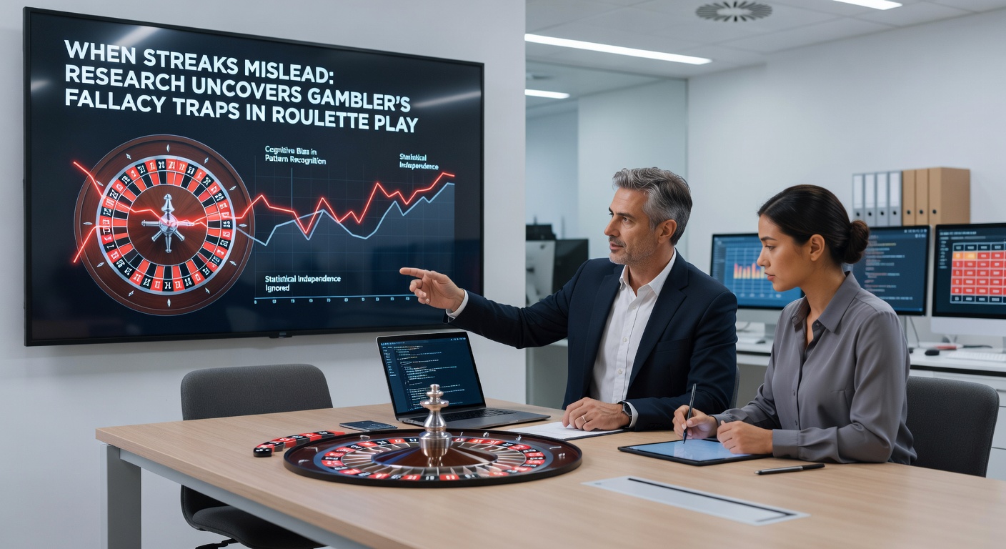 Grafik einer Roulette-Wahrscheinlichkeitskurve, die Streaks und Fallacy-Effekte darstellt